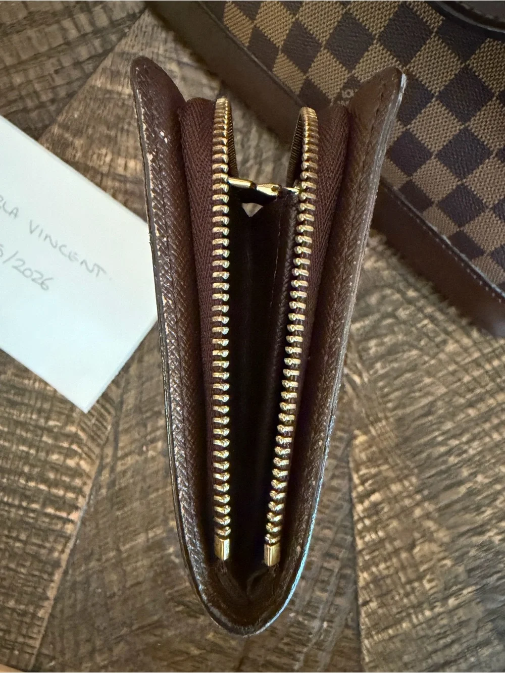 LV Alma PM Brown Check & Matching Wallet
